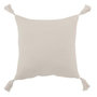 Voir la diapositive 2 : Paris Prix Coussin Déco Pompons  Bord Floches  45x45cm Blanc