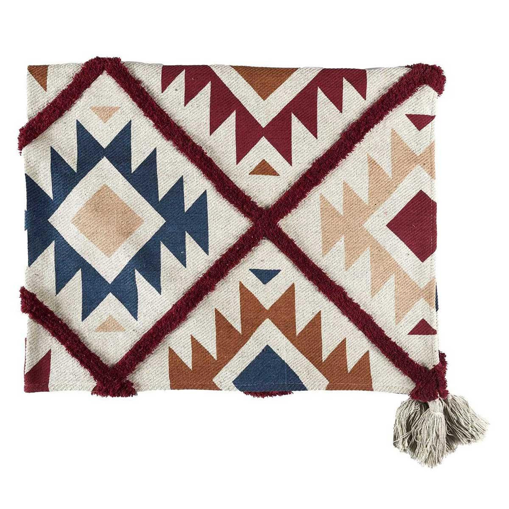 The Home Deco Factory Plaid tufté imprimé  ethnique  150x200cm multicolore