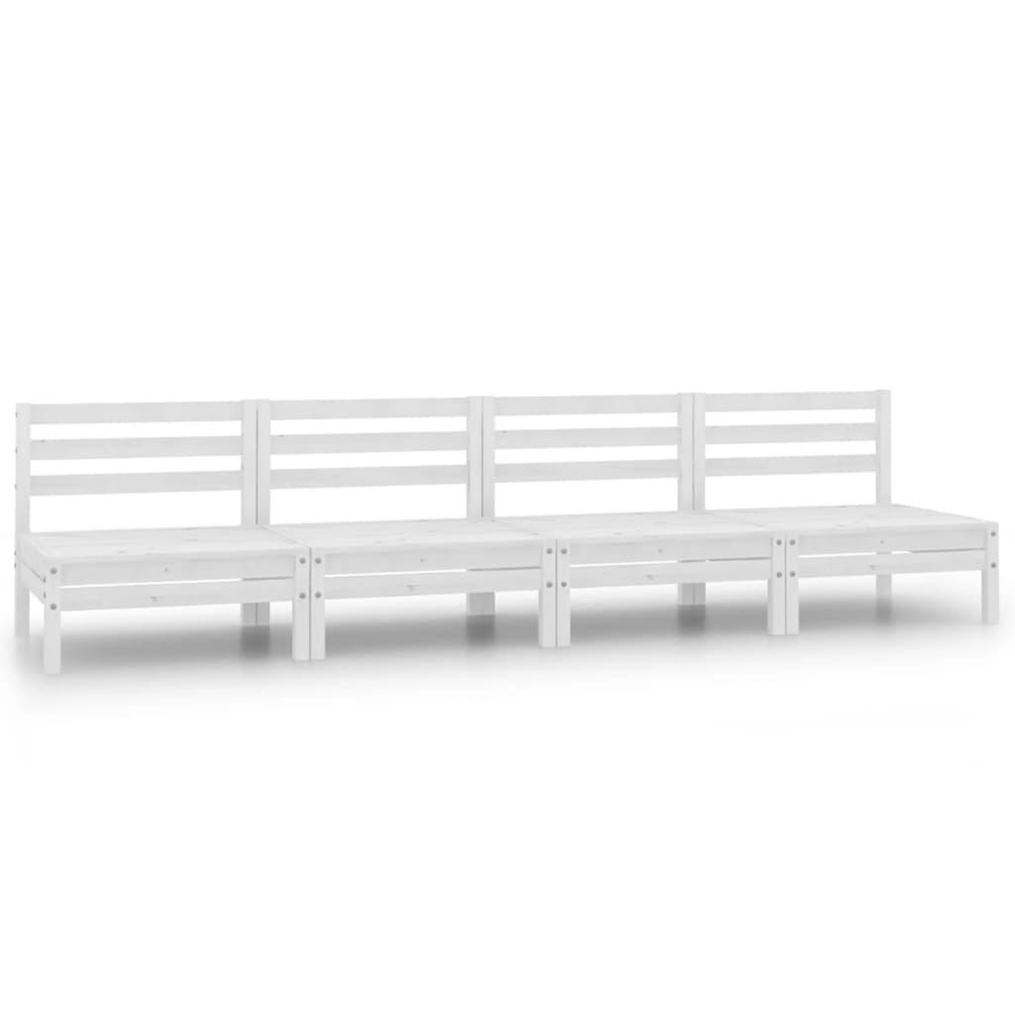 Voir la diapositive 2 : VIDAXL Salon de jardin 4 pcs Blanc Bois de pin massif