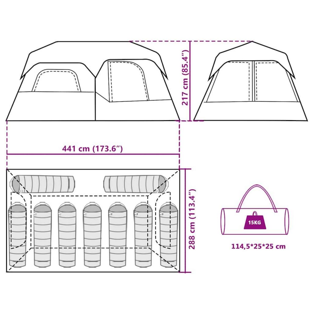 VIDAXL Tente familiale 9 personnes liberation rapide impermeable