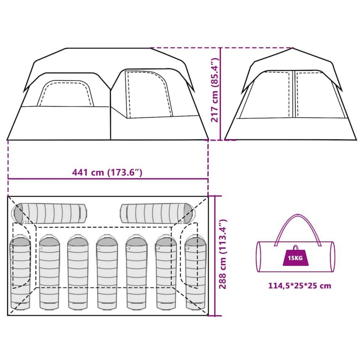 VIDAXL Tente familiale 9 personnes liberation rapide impermeable