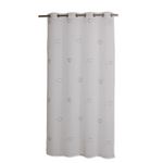 TOILINUX Voilage Solden en étamine avec des cœurs brodés - 140 x 240 cm - Blanc et Beige. Coloris disponibles : Blanc