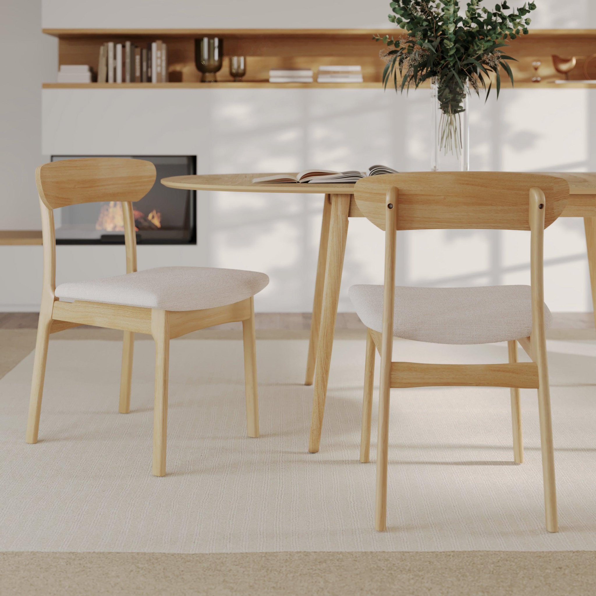 Voir la diapositive 5 : MAISON PAVANE Table et chaises en bois clair 6 personnes-eddy