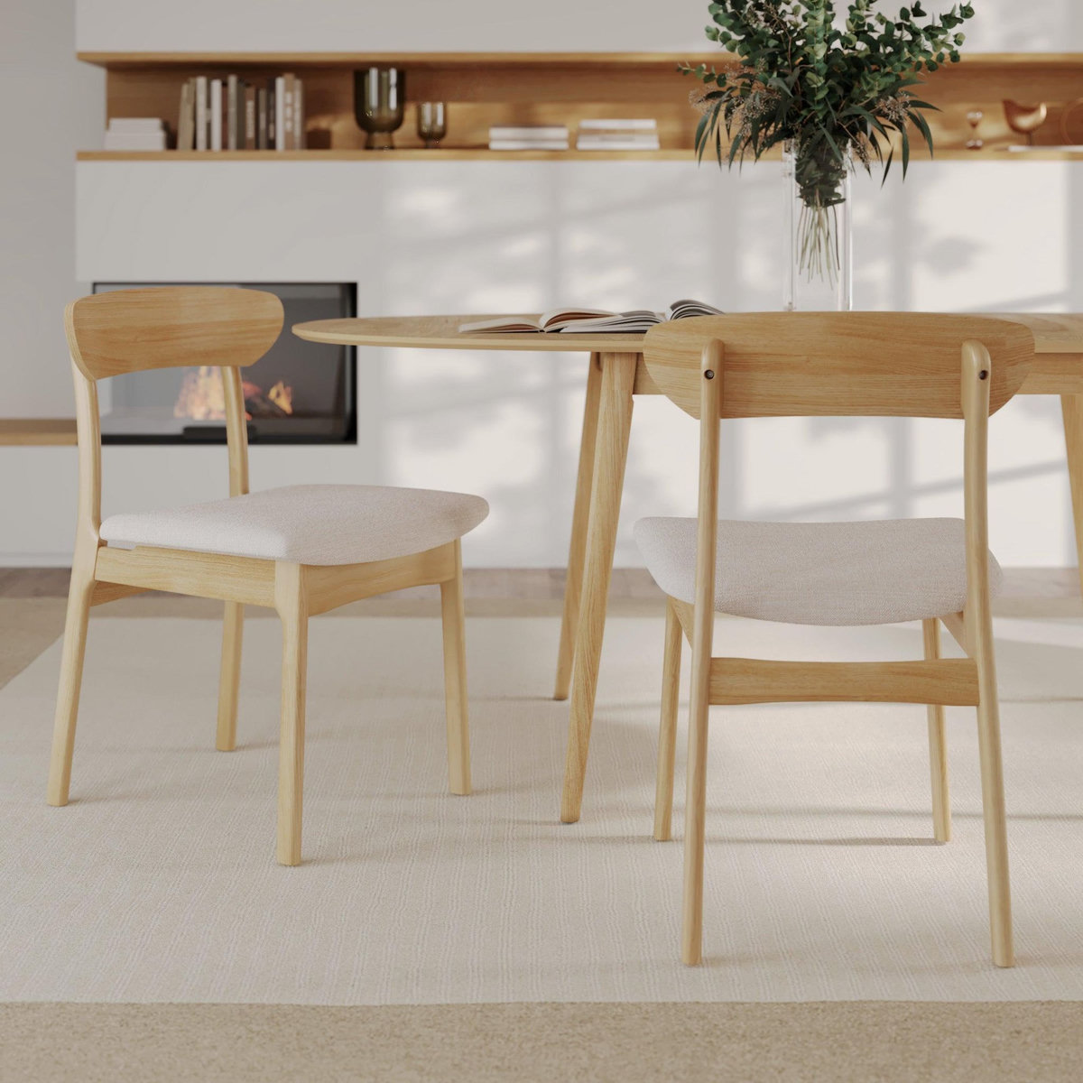 Rendez vous déco Table et chaises en bois clair 6 personnes-Eddy