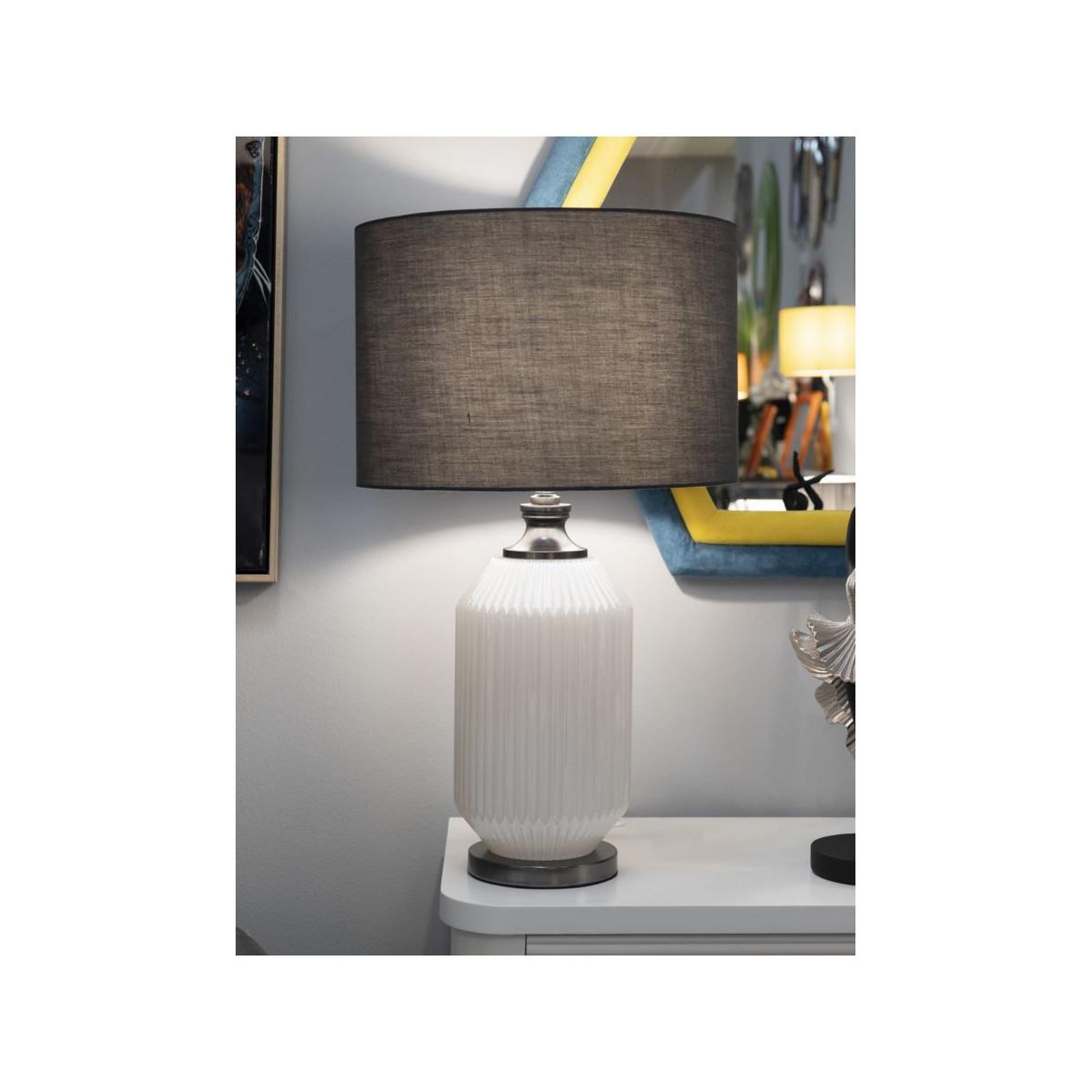 Voir la diapositive 6 : Paris Prix Lampe à poser en verre  brighty  65cm blanc & gris