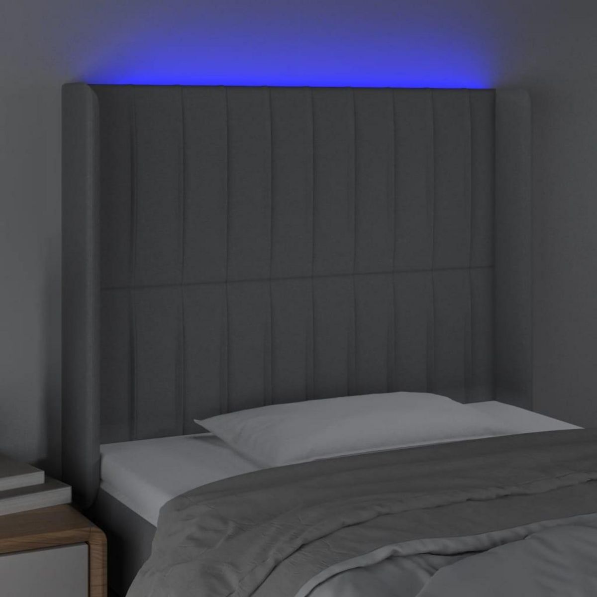VIDAXL Tete de lit a LED Gris clair 83x16x118/128 cm Tissu