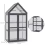 OUTSUNNY Mini serre de jardin en polycarbonate cadre en bois 3 niveaux dim. 70,5L x 42l x 132H cm double porte aérations réglables gris