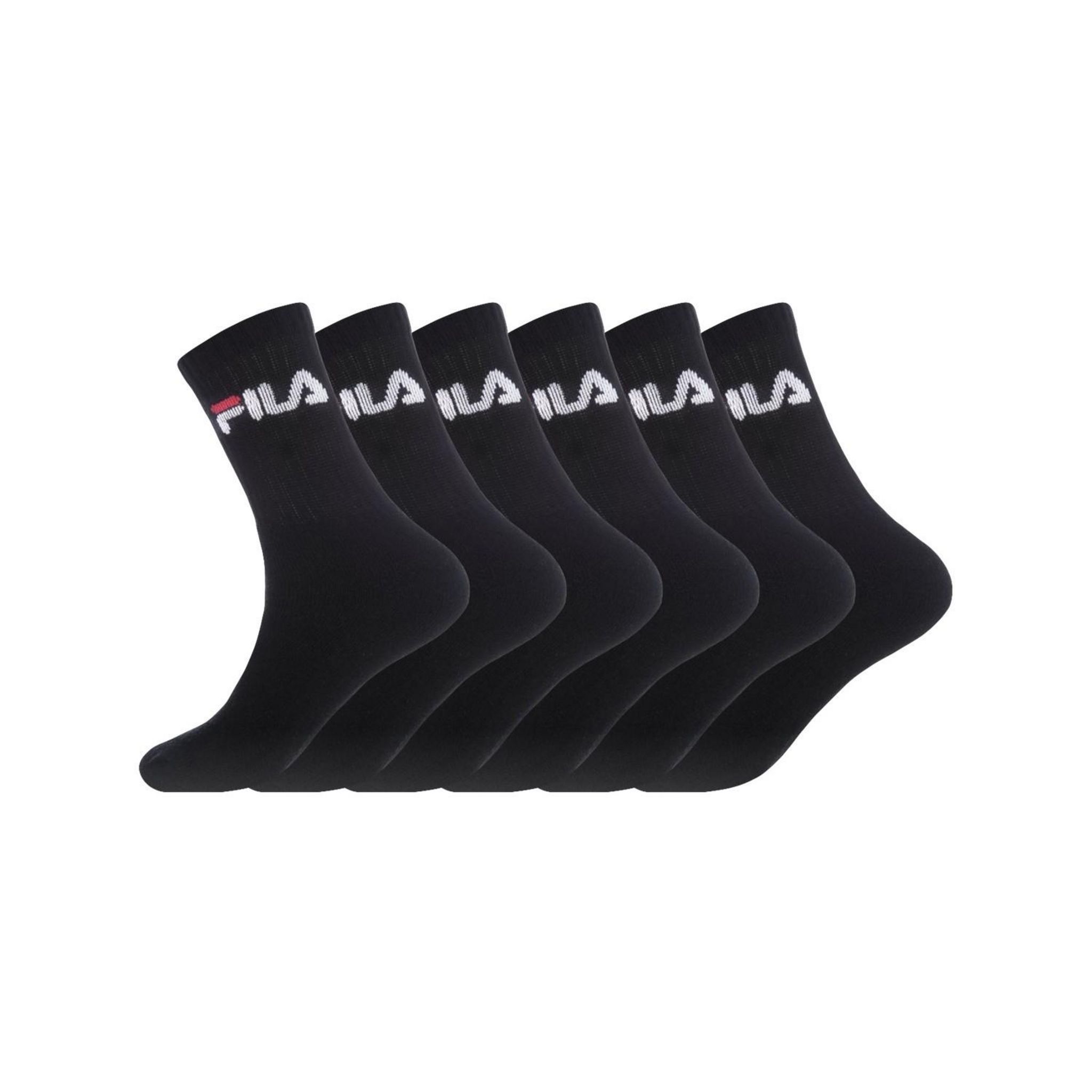 FILA Lot de 6 Paires de Chaussettes Tennis. Coloris disponibles : Noir