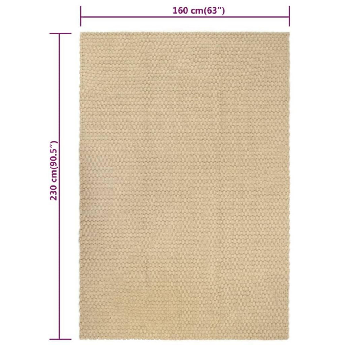 VIDAXL Tapis rectangulaire Naturel 160x230 cm Coton