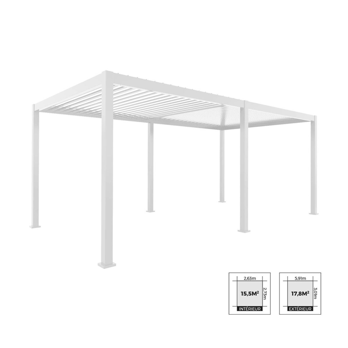 SWEEEK Pergola bioclimatique – Triomphe – 6x3m, aluminium, à lames orientables