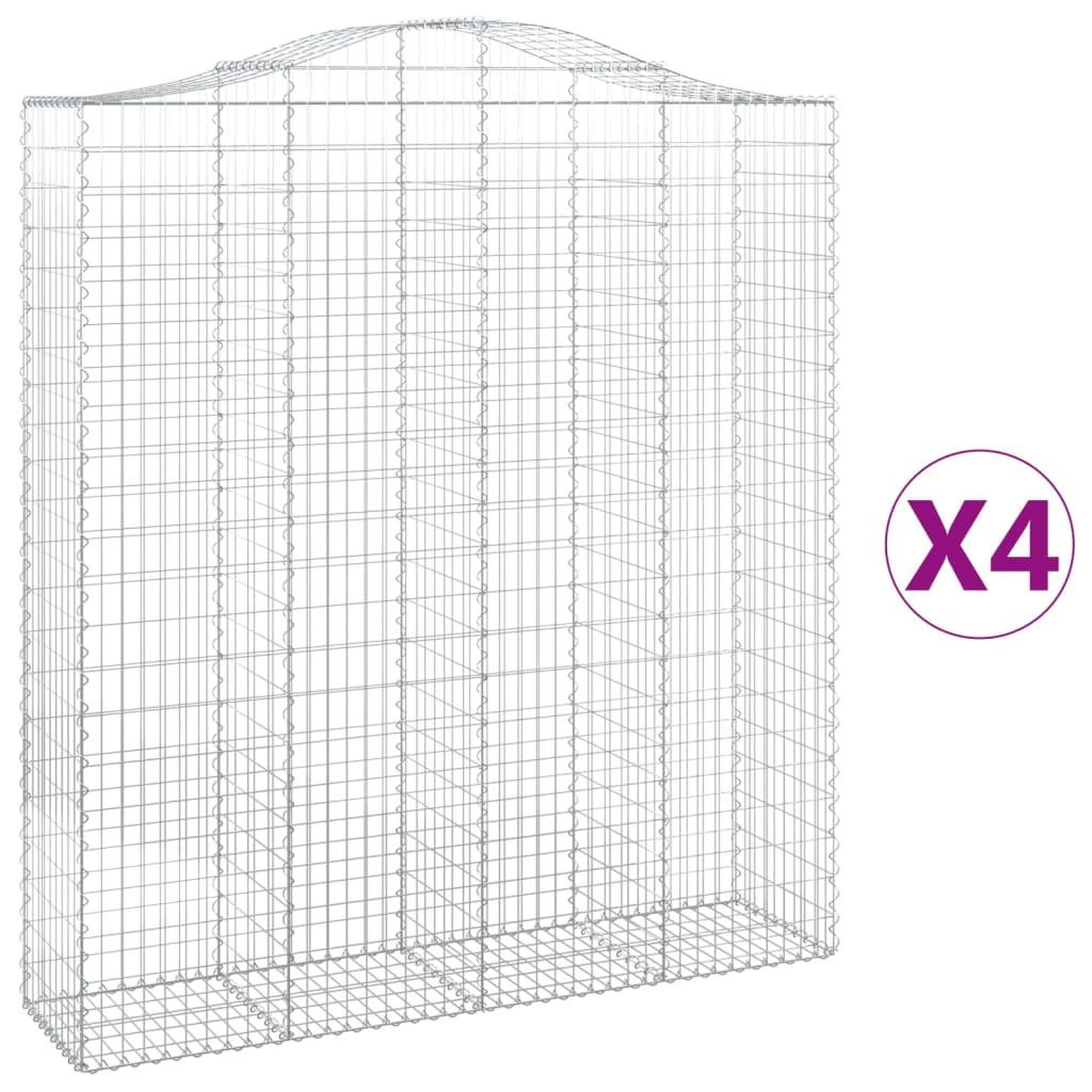 Voir la diapositive 2 : VIDAXL Paniers a gabions arques 4 pcs 200x50x220/240 cm Fer galvanise