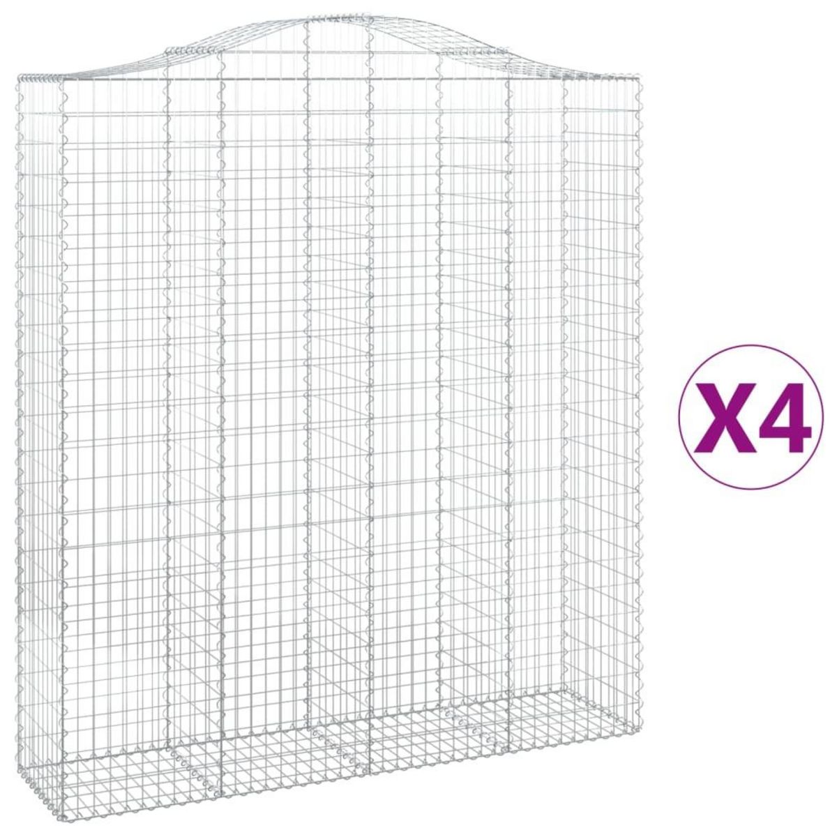 VIDAXL Paniers a gabions arques 4 pcs 200x50x220/240 cm Fer galvanise