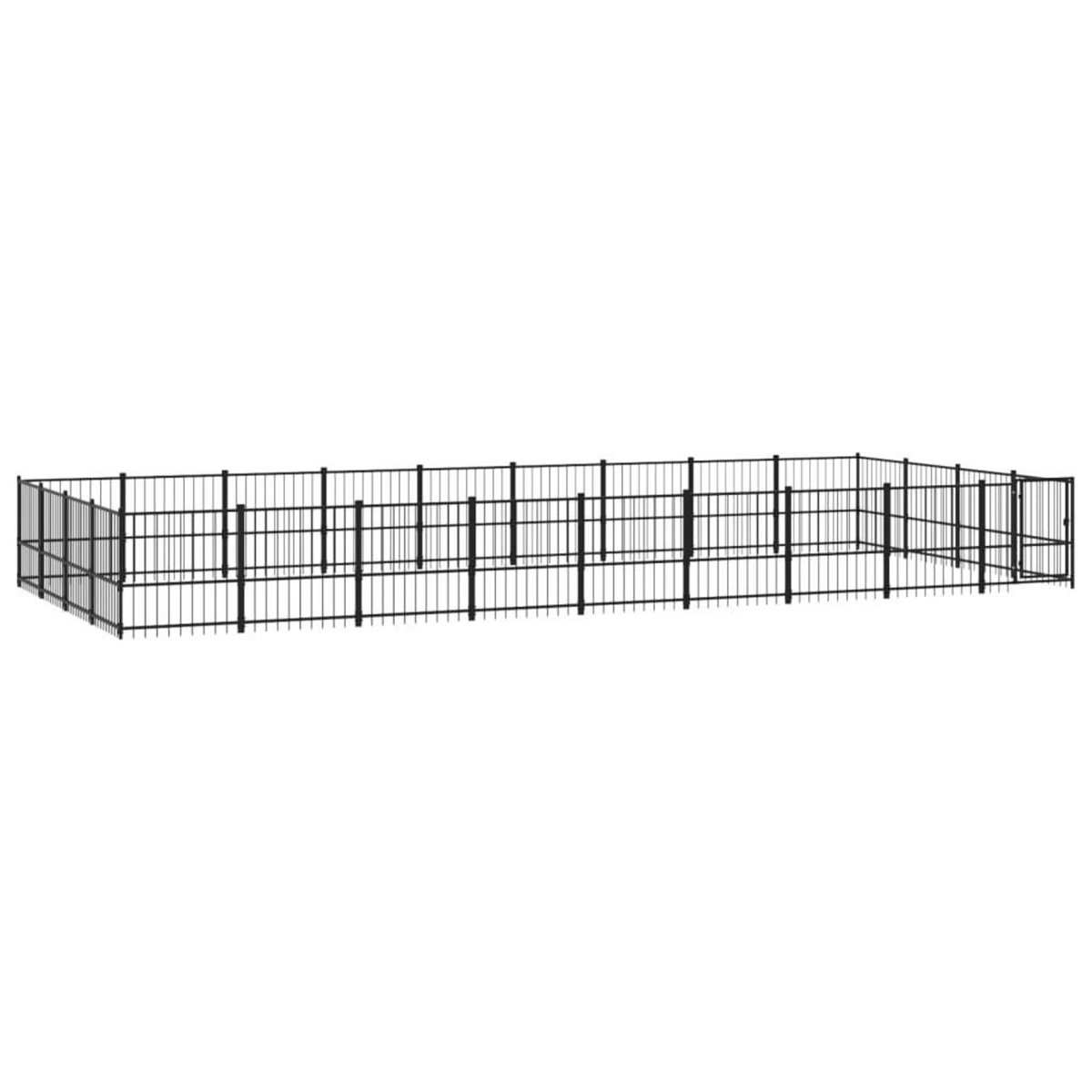 VIDAXL Chenil d'exterieur pour chiens Acier 33,87 m²