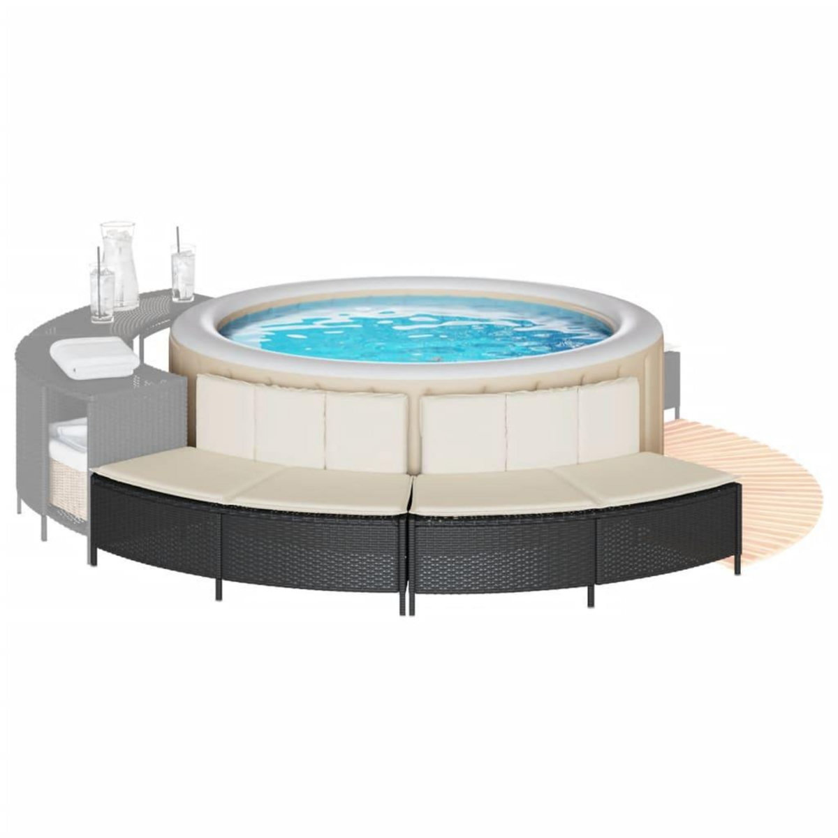 VIDAXL Bancs de spa avec coussins 2 pcs noir resine tressee