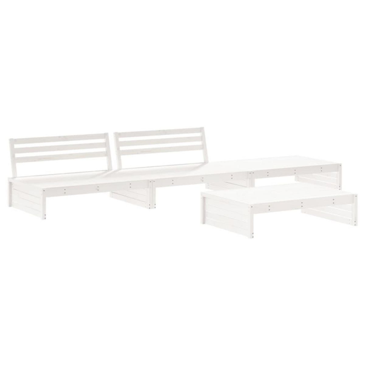 VIDAXL Salon de jardin 4 pcs avec coussins blanc bois massif