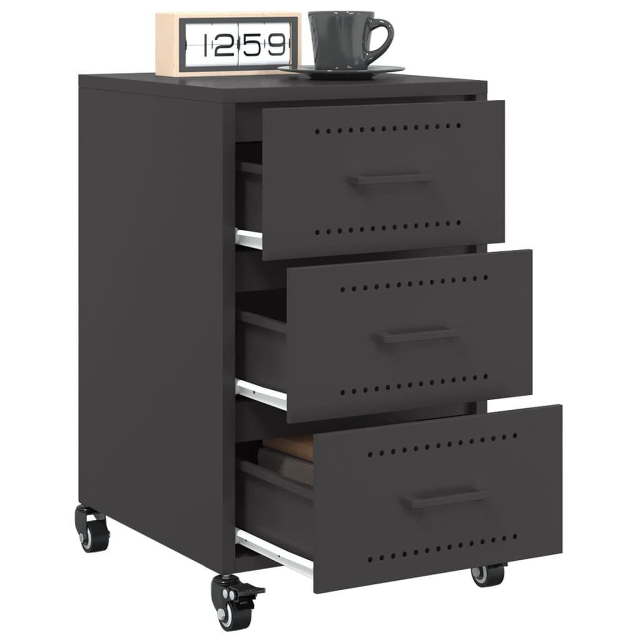 Voir la diapositive 5 : VIDAXL Table de chevet noir 36x39x59 cm acier