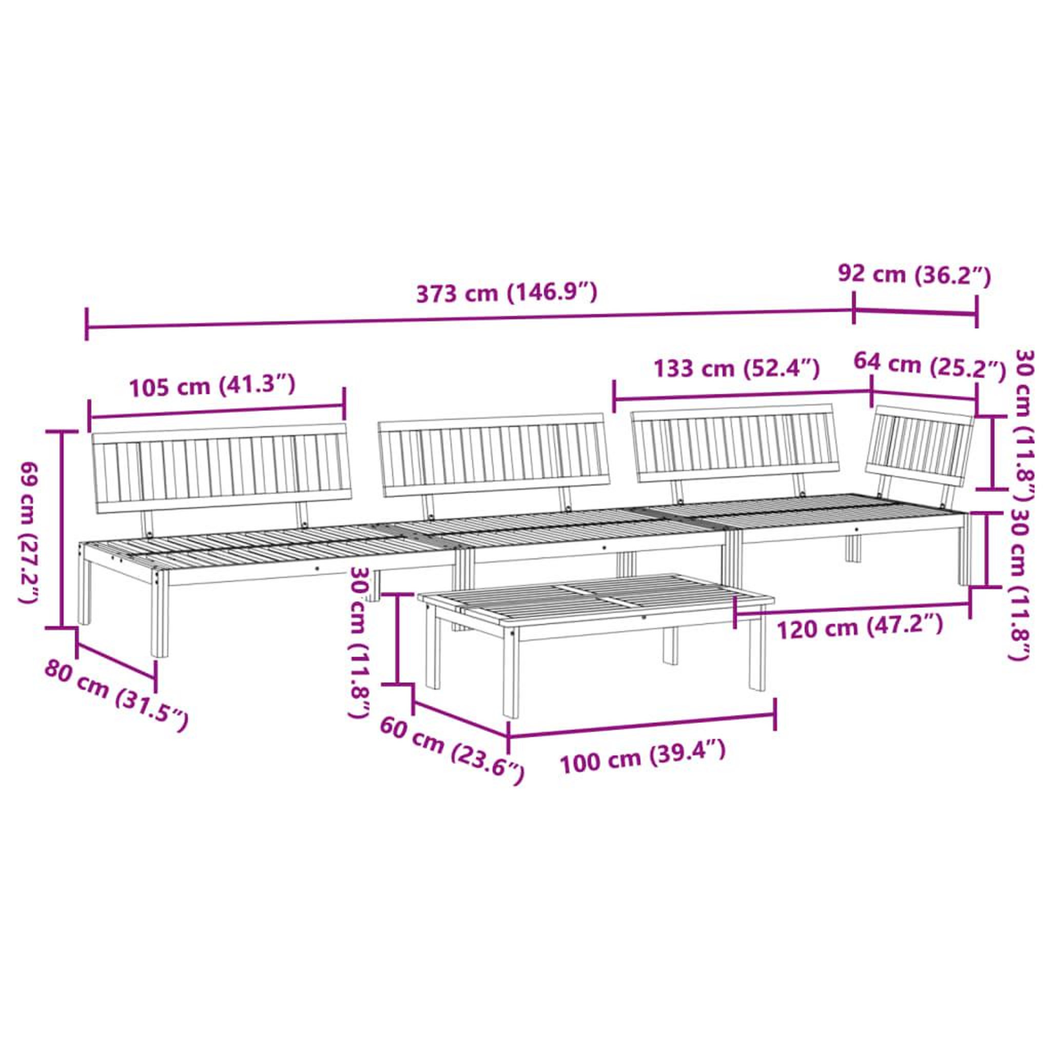 Voir la diapositive 6 : VIDAXL Salon palette de jardin 4 pcs bois d'acacia massif