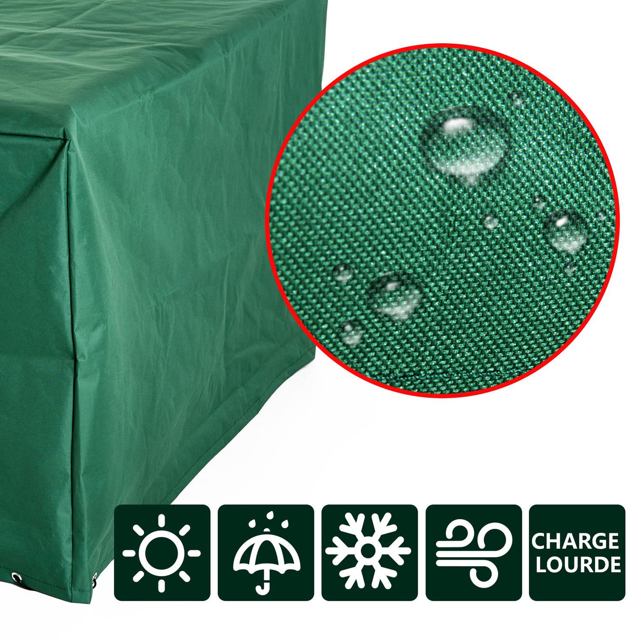 Voir la diapositive 5 : HOMCOM Housse de protection etanche pour meuble salon de jardin rectangulaire 210l x 140l x 80h cm vert