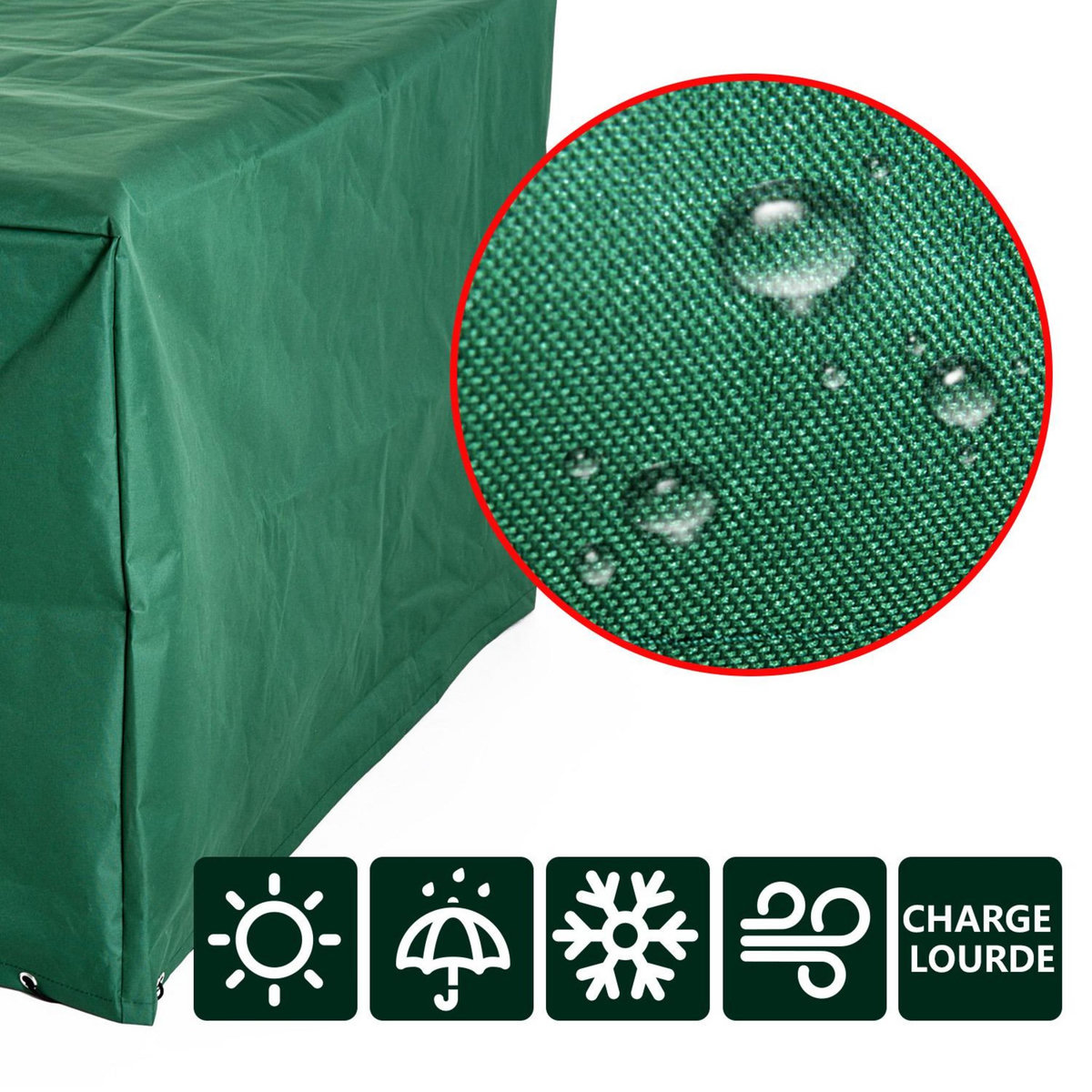 HOMCOM Housse de protection etanche pour meuble salon de jardin rectangulaire 210L x 140l x 80H cm vert