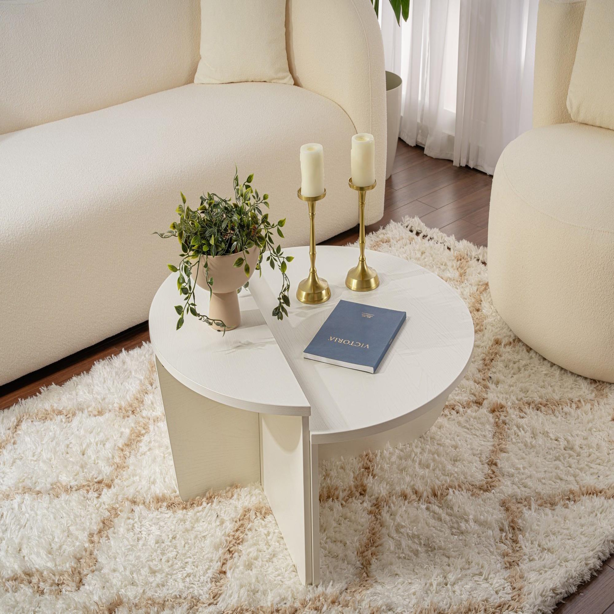 Voir la diapositive 3 : Habitat et Jardin Table basse en bois  orion  90 x 60 x 30 cm - blanc de bois