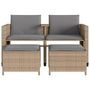 Voir la diapositive 5 : VIDAXL Canape de jardin 2 places avec table et tabourets beige rotin