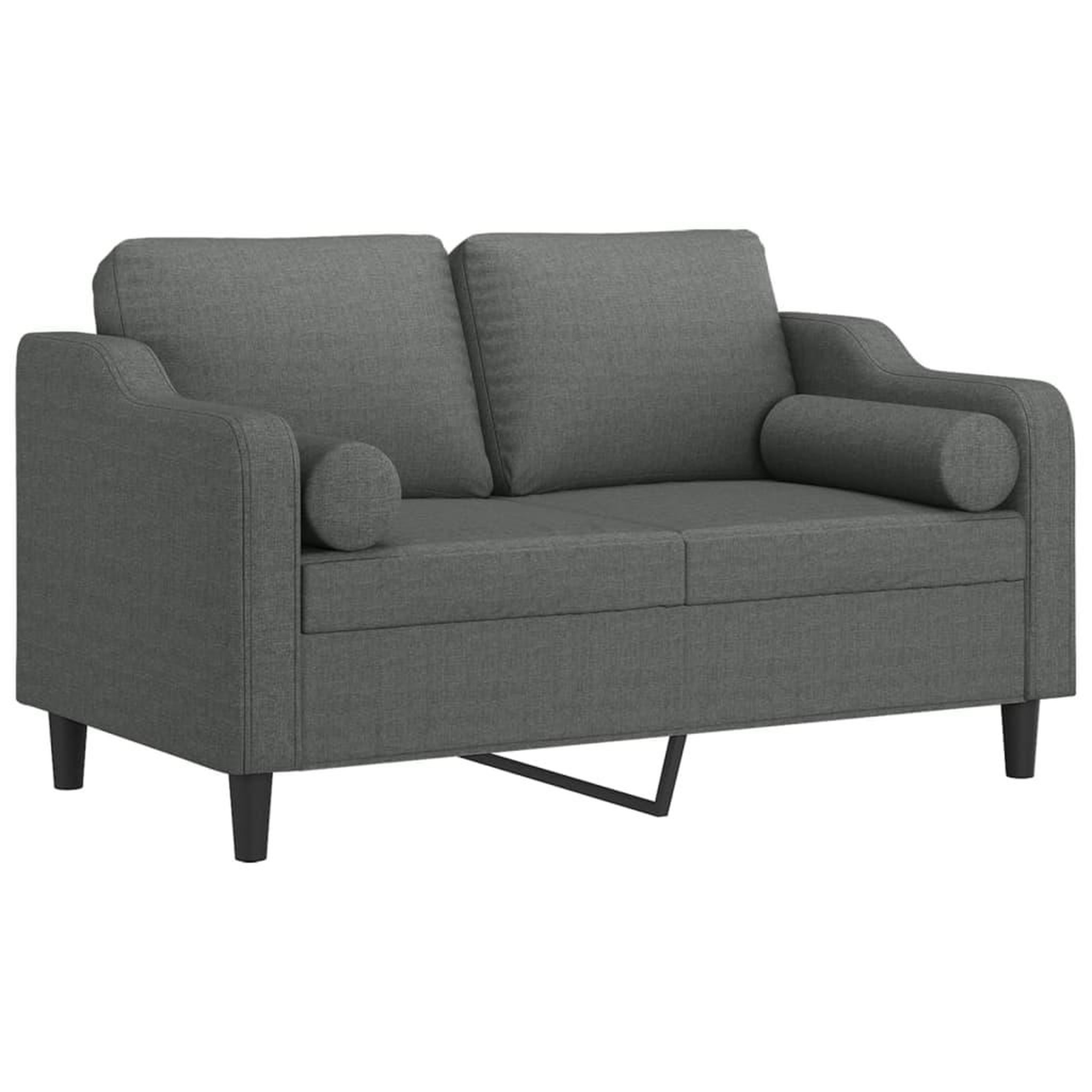 Voir la diapositive 3 : VIDAXL Canape 2 places avec oreillers gris fonce 120 cm tissu