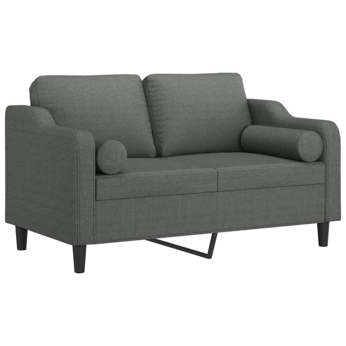VIDAXL Canape 2 places avec oreillers gris fonce 120 cm tissu