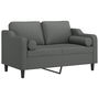Voir la diapositive 3 : VIDAXL Canape 2 places avec oreillers gris fonce 120 cm tissu