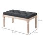 Voir la diapositive 3 : HOMCOM Tabouret repose-pied capitonné style classique - bois d'hévéa sculpté, patiné - revêtement aspect lin gris