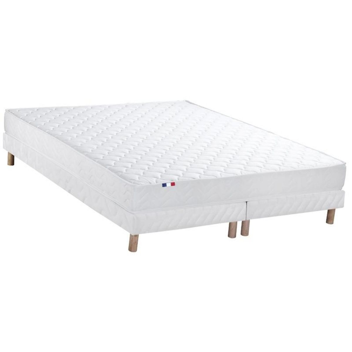 Ensemble Matelas Mousse Accueil Latex 3 Zones + Sommier 2x80x200 cm Blanc TOULON