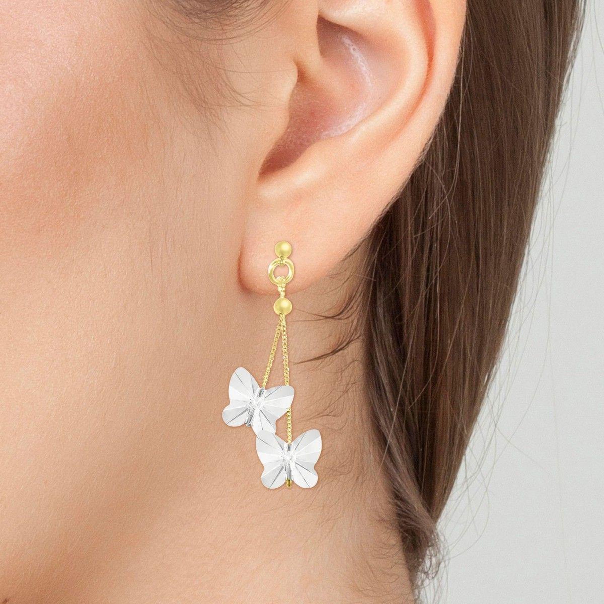 Voir la diapositive 2 : SC BOHEME Boucles d'oreilles papillons ornées de cristaux scintillants par SC Bohème