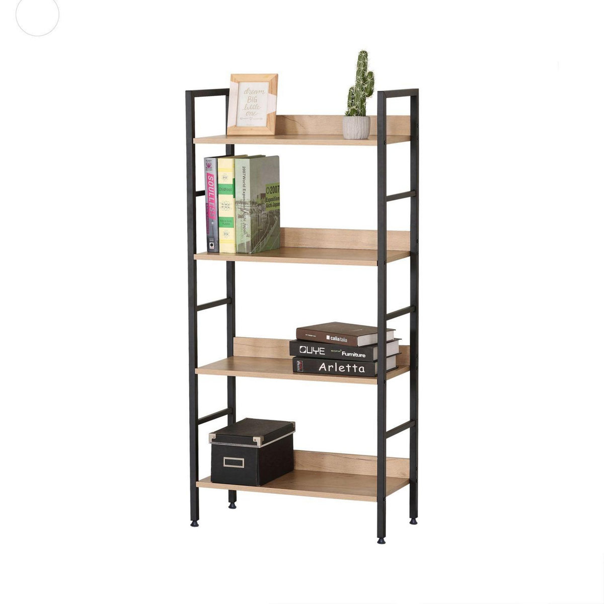 TOILINUX Etagère droite 4 niveaux Colorado H.126 en Métal et MDF - Beige et Noir