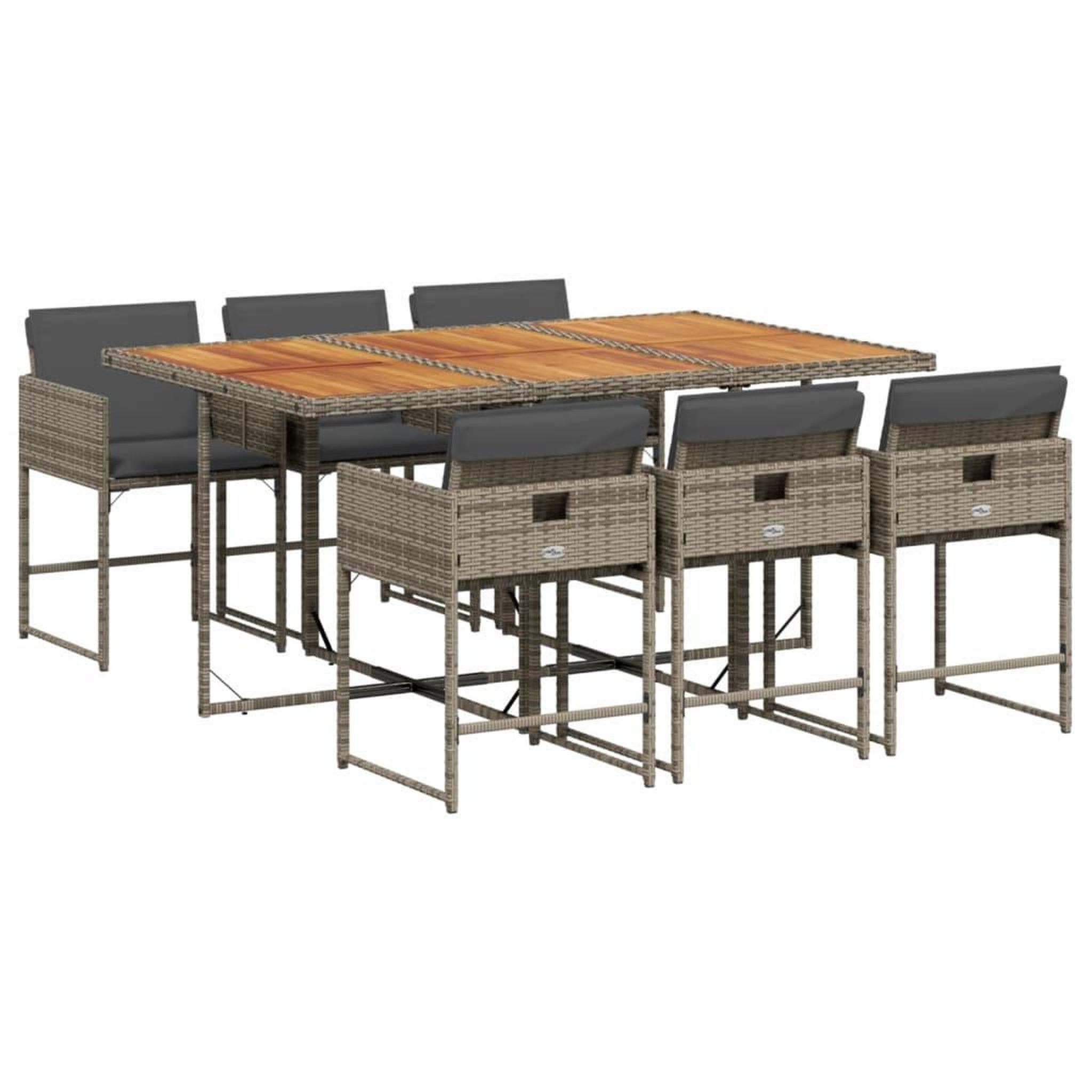 Voir la diapositive 2 : VIDAXL Ensemble a manger de jardin et coussins 7 pcs gris rotin