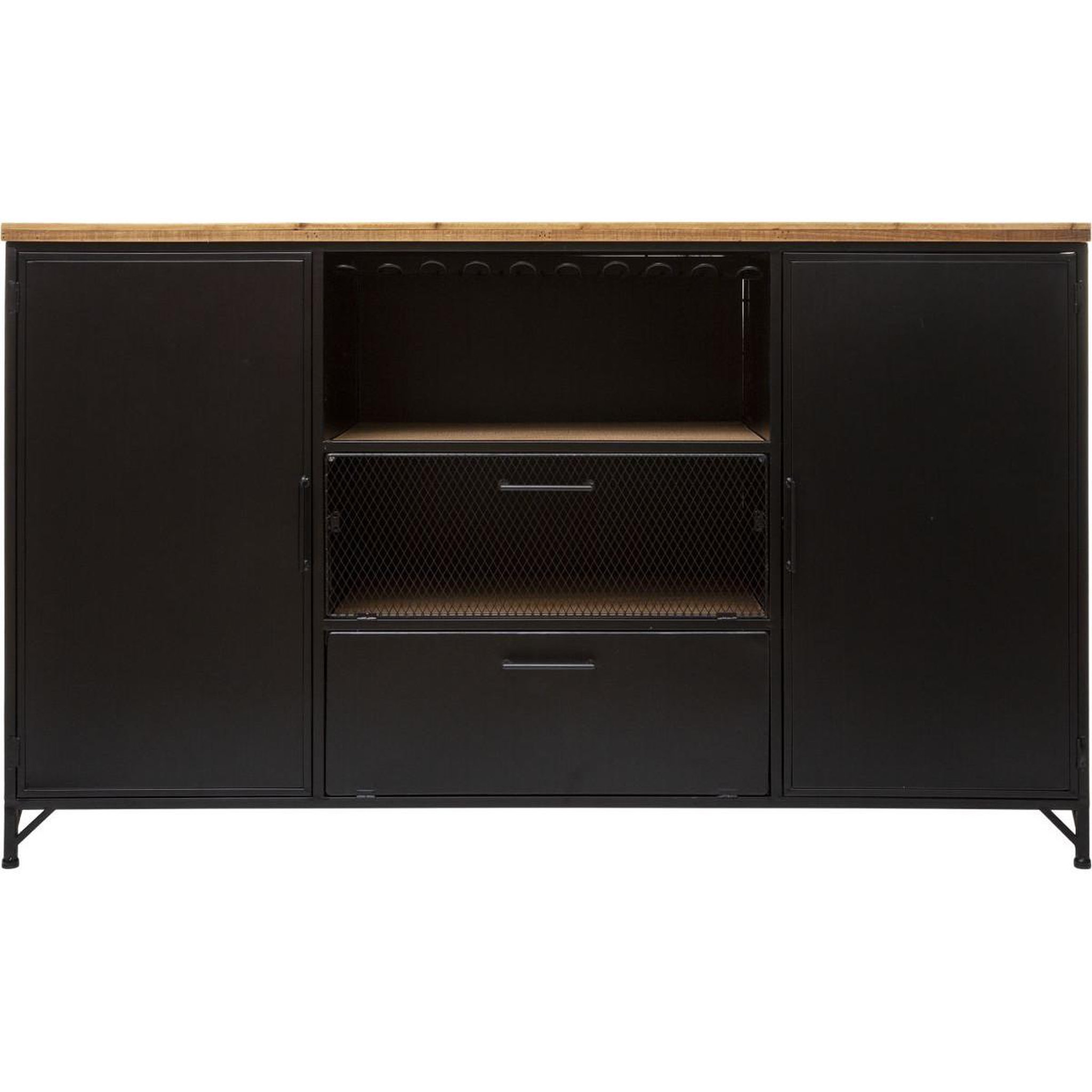Voir la diapositive 3 : ATMOSPHERA Buffet 2 portes & 2 niveaux  cierna  140cm noir
