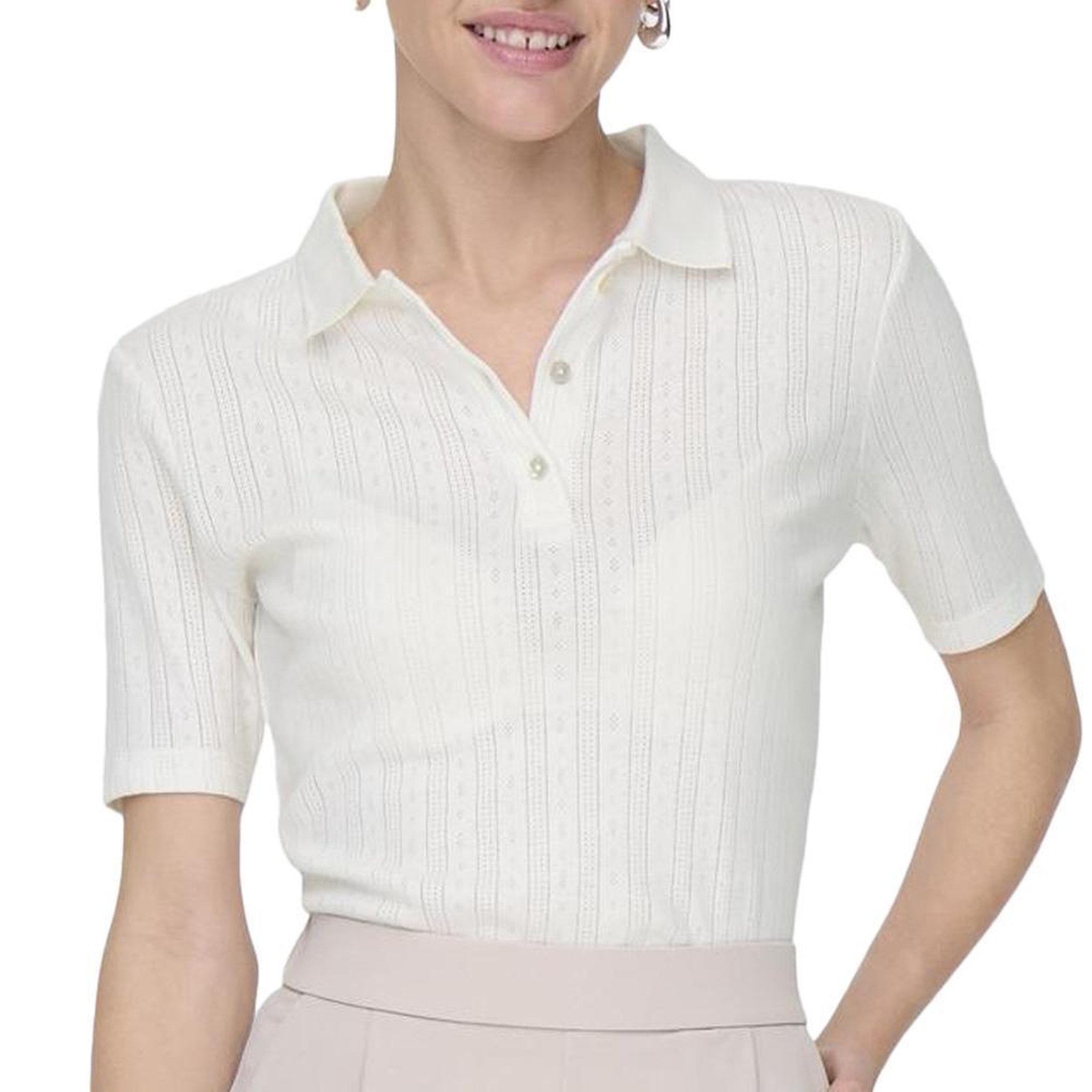 Voir la diapositive 1 : JACQUELINE DE YONG Polo Ecru Femme JDY Salsa