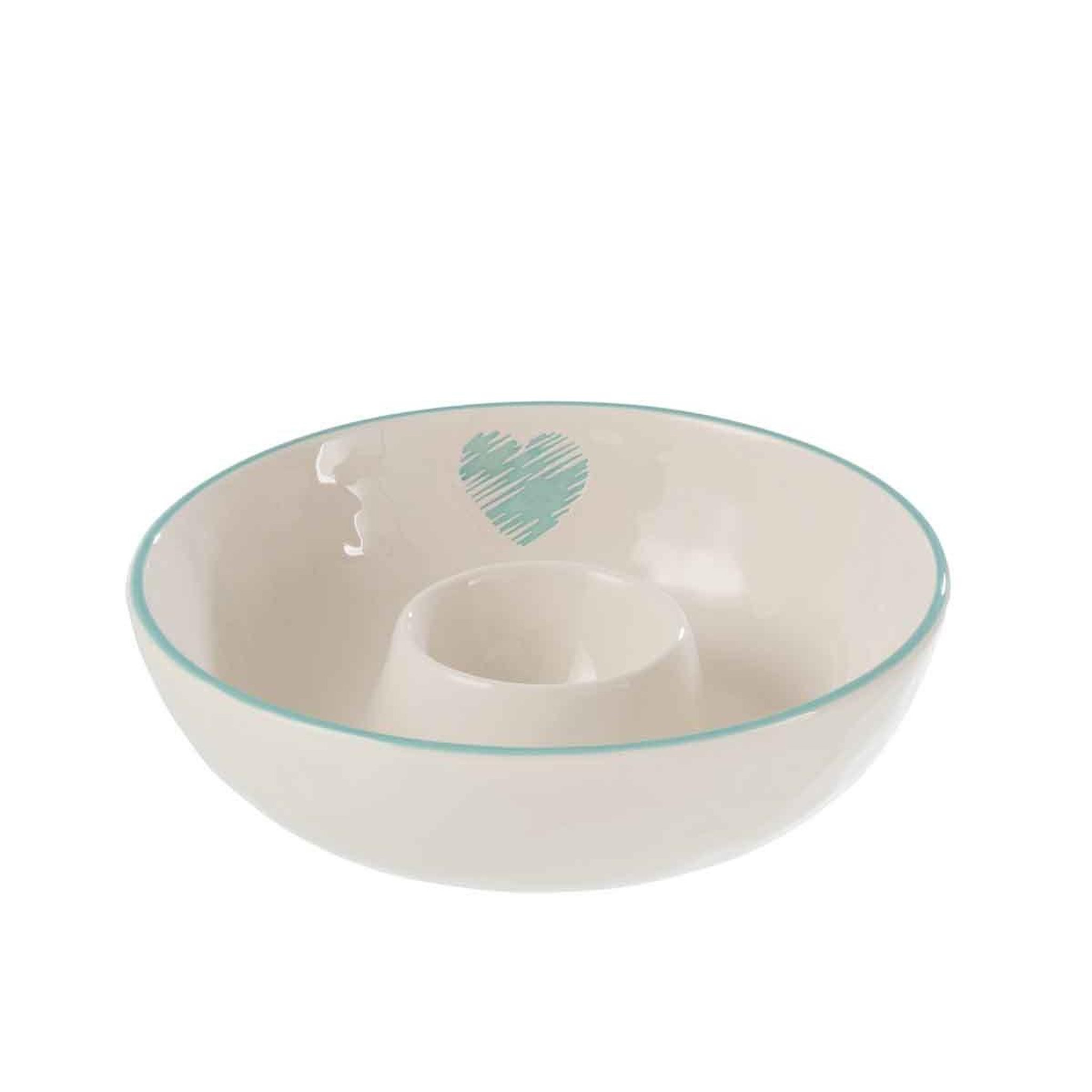 Voir la diapositive 2 : J-LINE Coupelle en céramique  simano  26cm blanc & azur