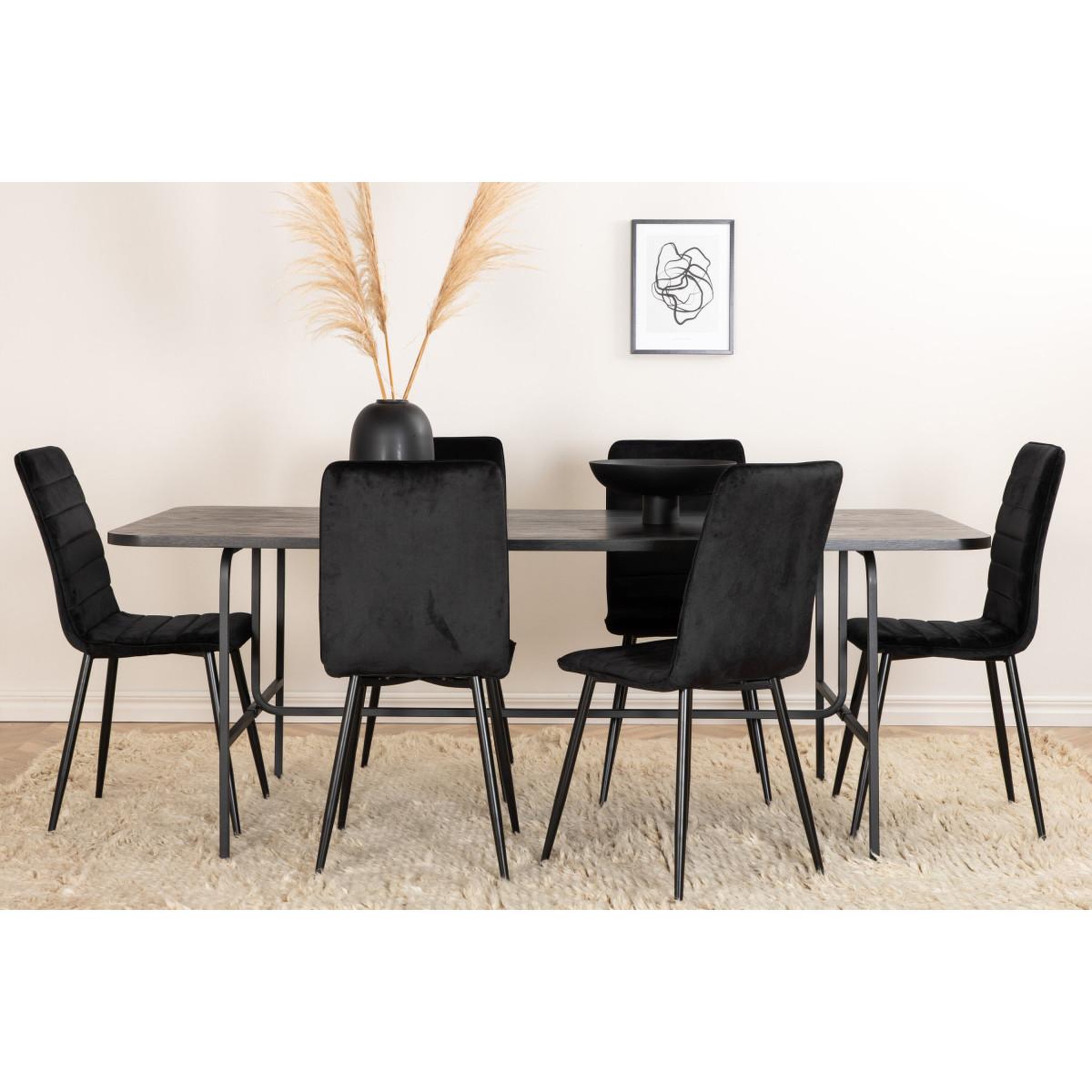 Voir la diapositive 6 : Paris Prix Ensemble table à manger & 6 chaises  uno & windu  200cm noir