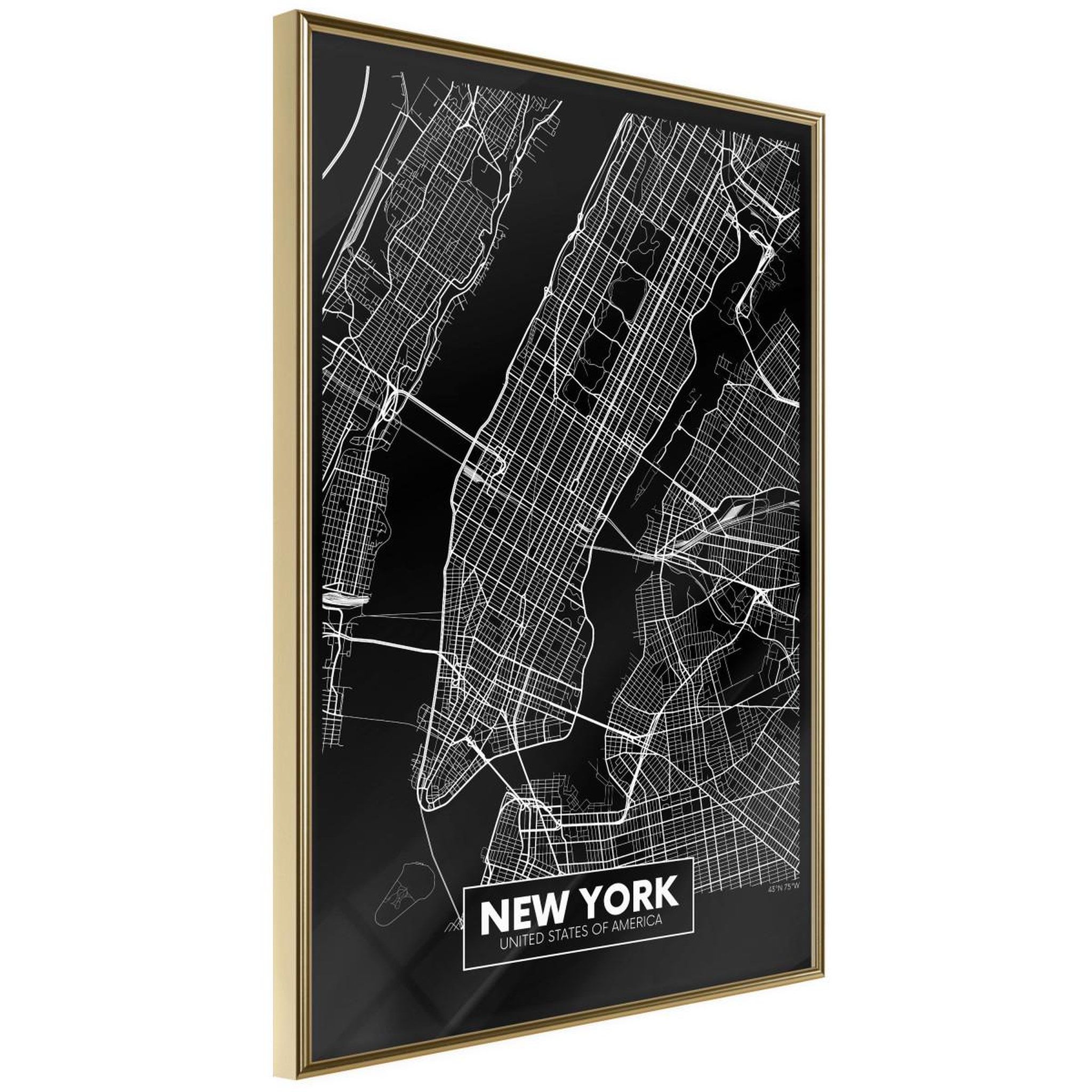 Paris Prix Affiche murale encadrée  city map new york dark