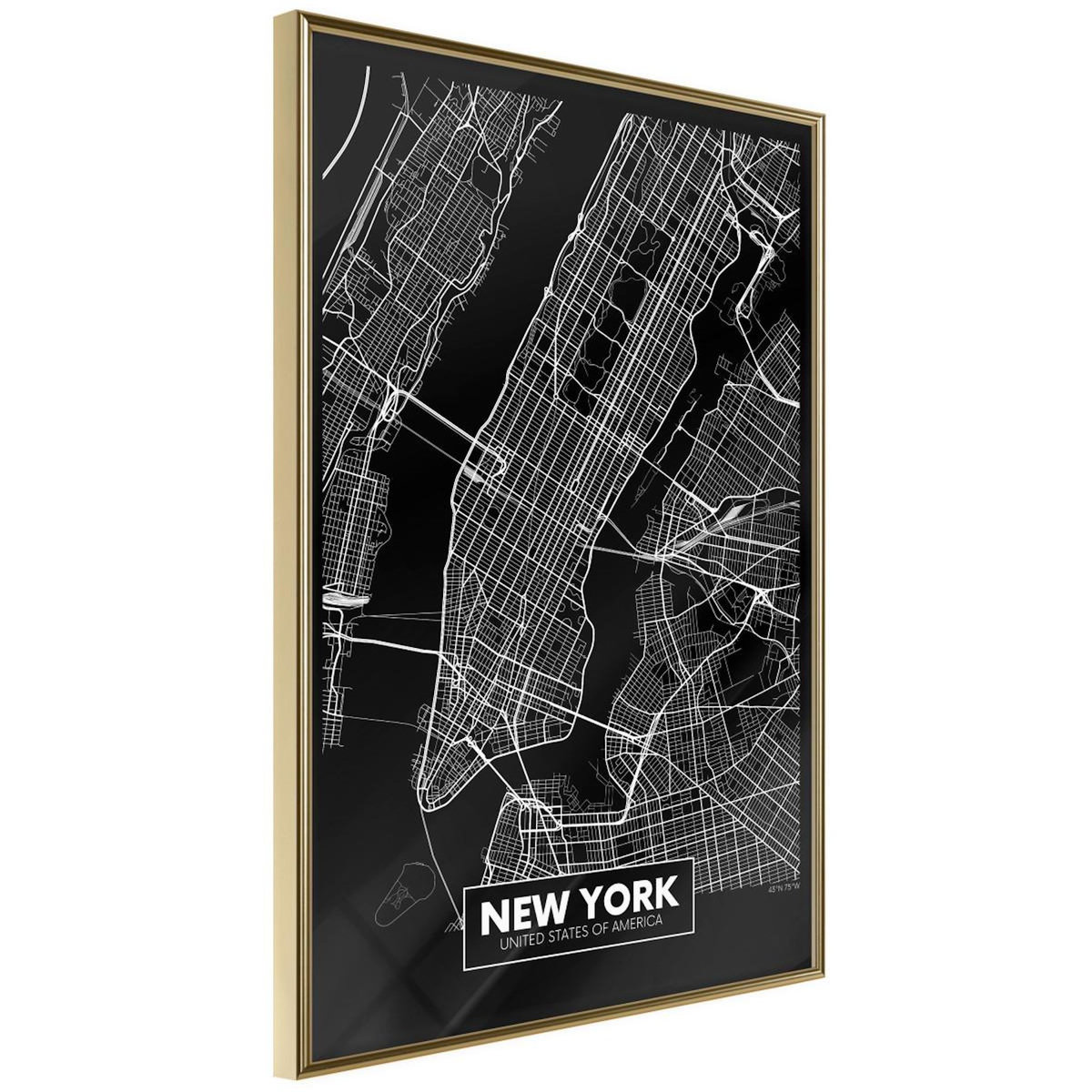 Paris Prix Affiche Murale Encadrée  City Map New York Dark