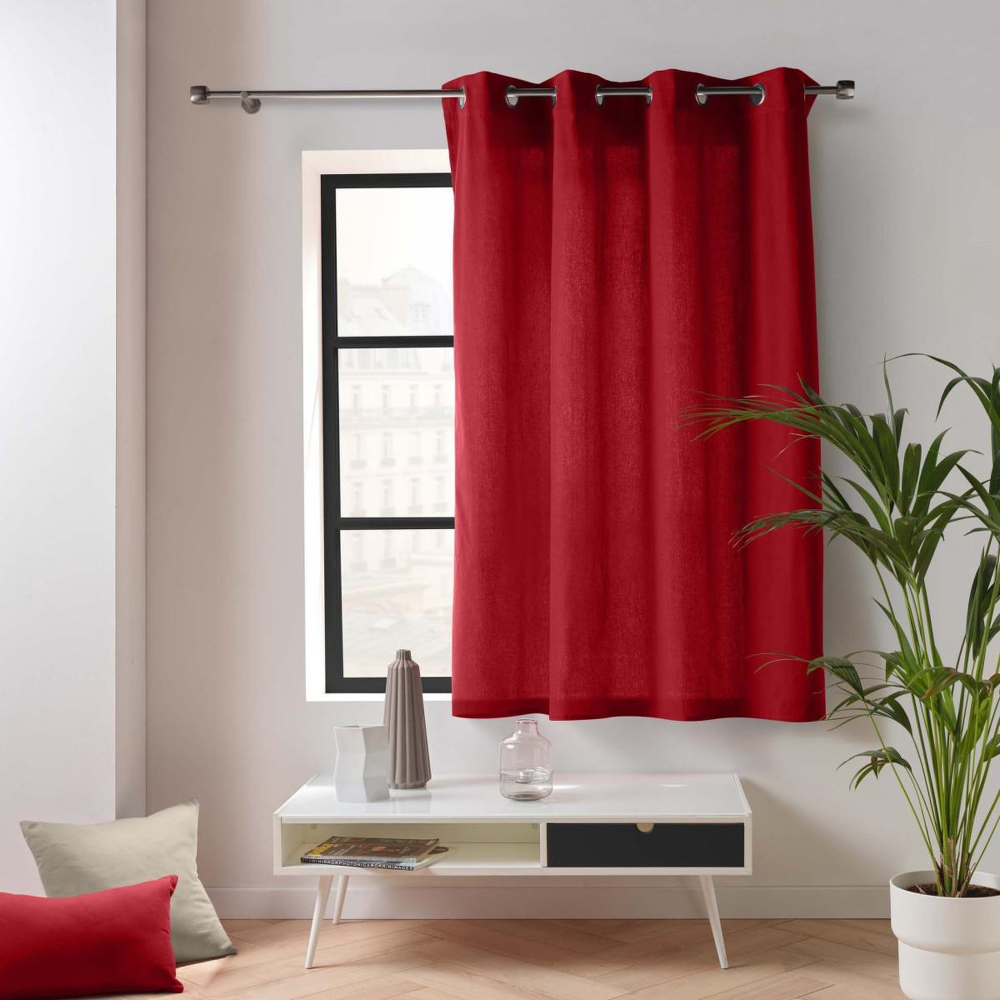 Voir la diapositive 3 : Douceur d'Intérieur Rideau à œillets  twily  135x180cm rouge
