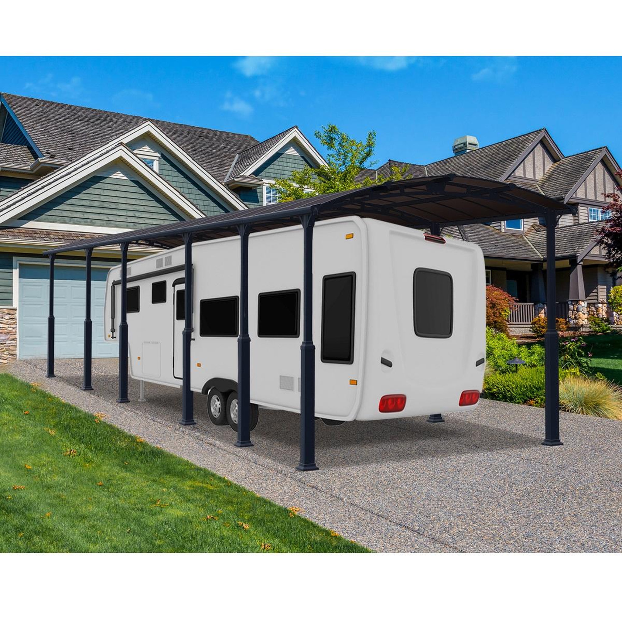Voir la diapositive 1 : Canopia by PALRAM Carport Camping-Car Aluminium - Anthracite -40,3m² - ARCADIA ALPINE 6402