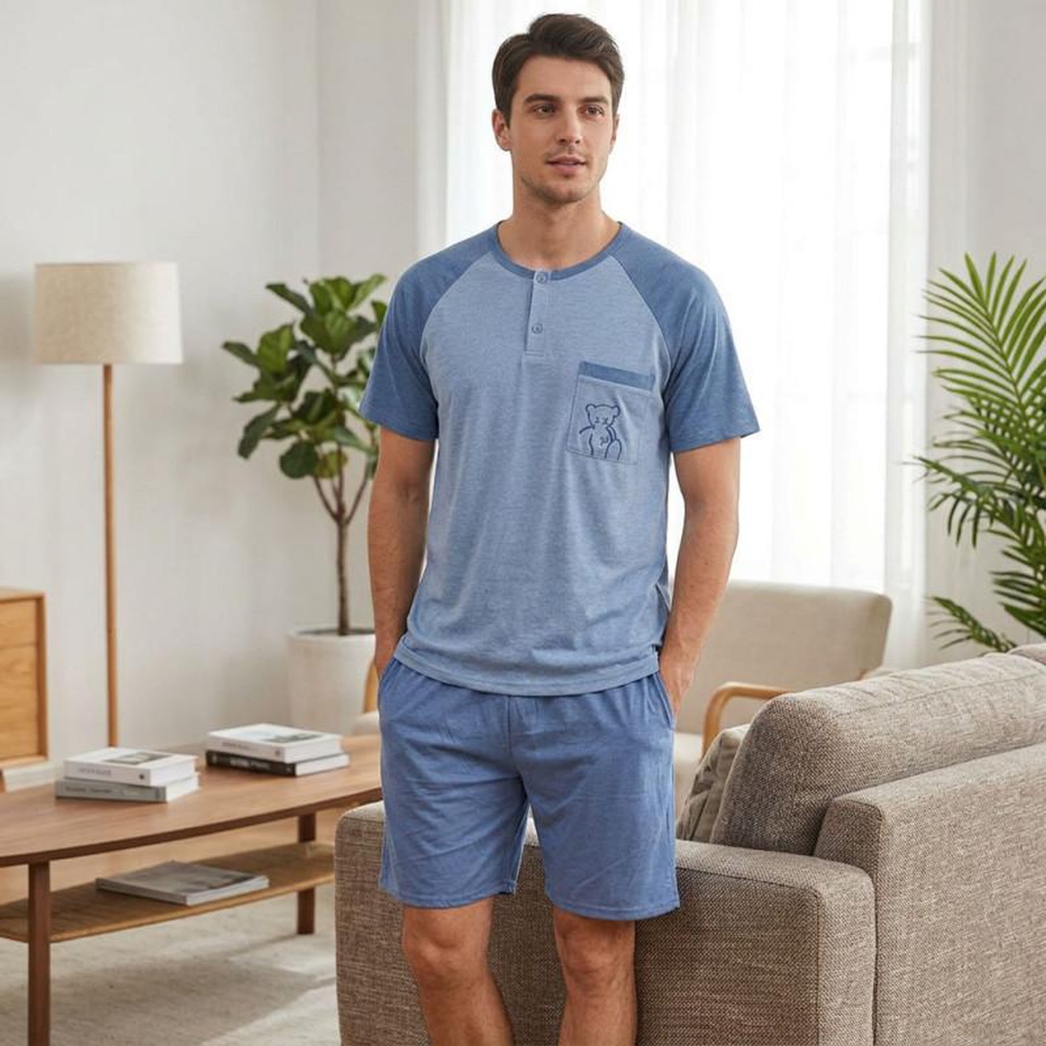 Voir la diapositive 2 : OZABI OZABI Ensemble Pyjama Pyjama Court Homme Coton