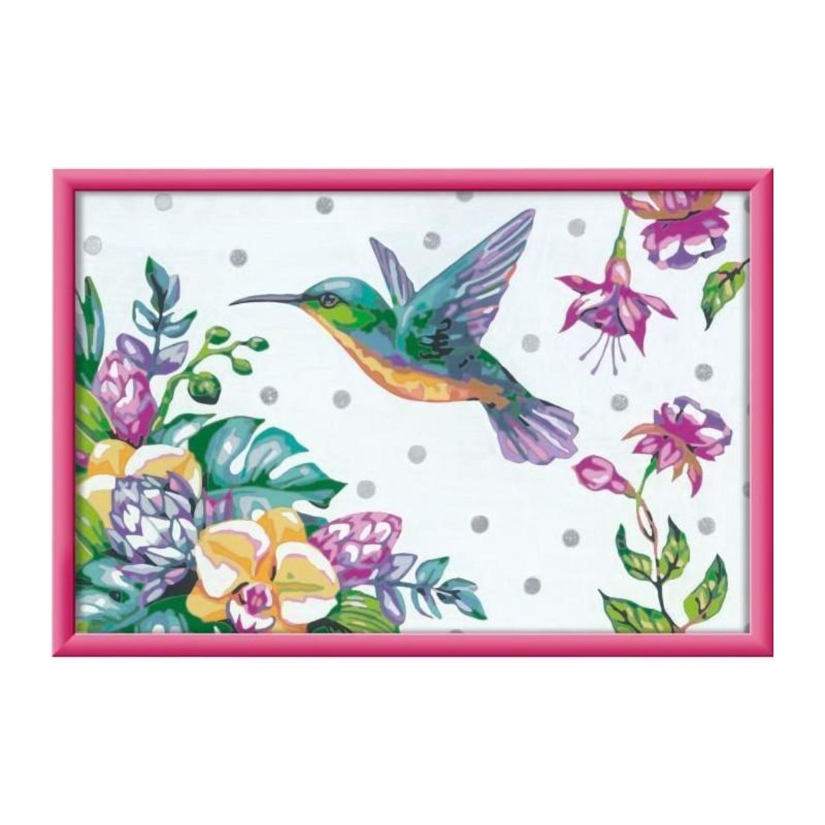 RAVENSBURGER CreArt Kids 31x21cm Colibri et fleurs exotiques, Kit de peinture par numéros Numéro d'Art, Des 7 ans, 25851, Ravensburger