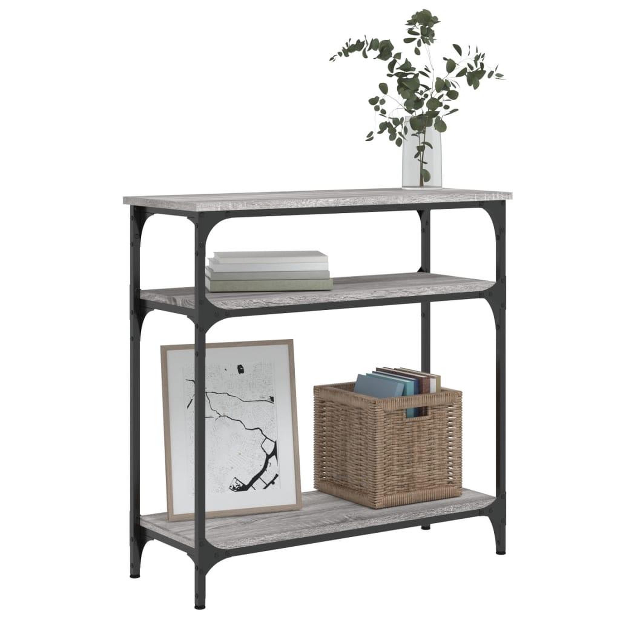 Voir la diapositive 3 : VIDAXL Table console sonoma gris 75x29x75 cm bois d'ingenierie
