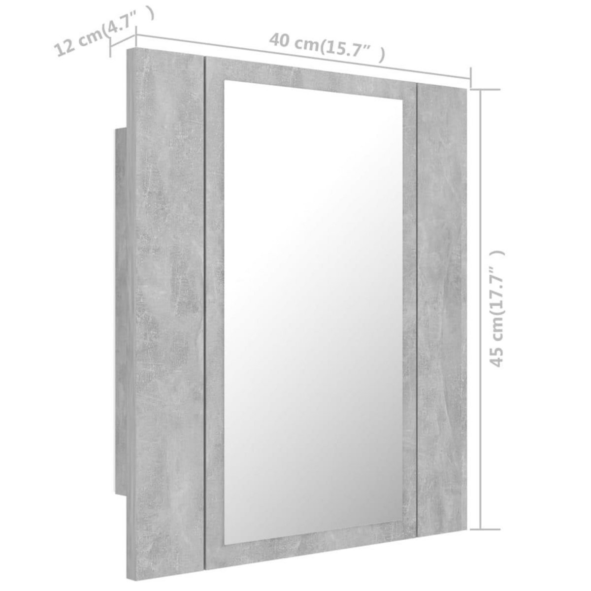 VIDAXL Armoire de salle de bain a miroir LED Gris beton Acrylique