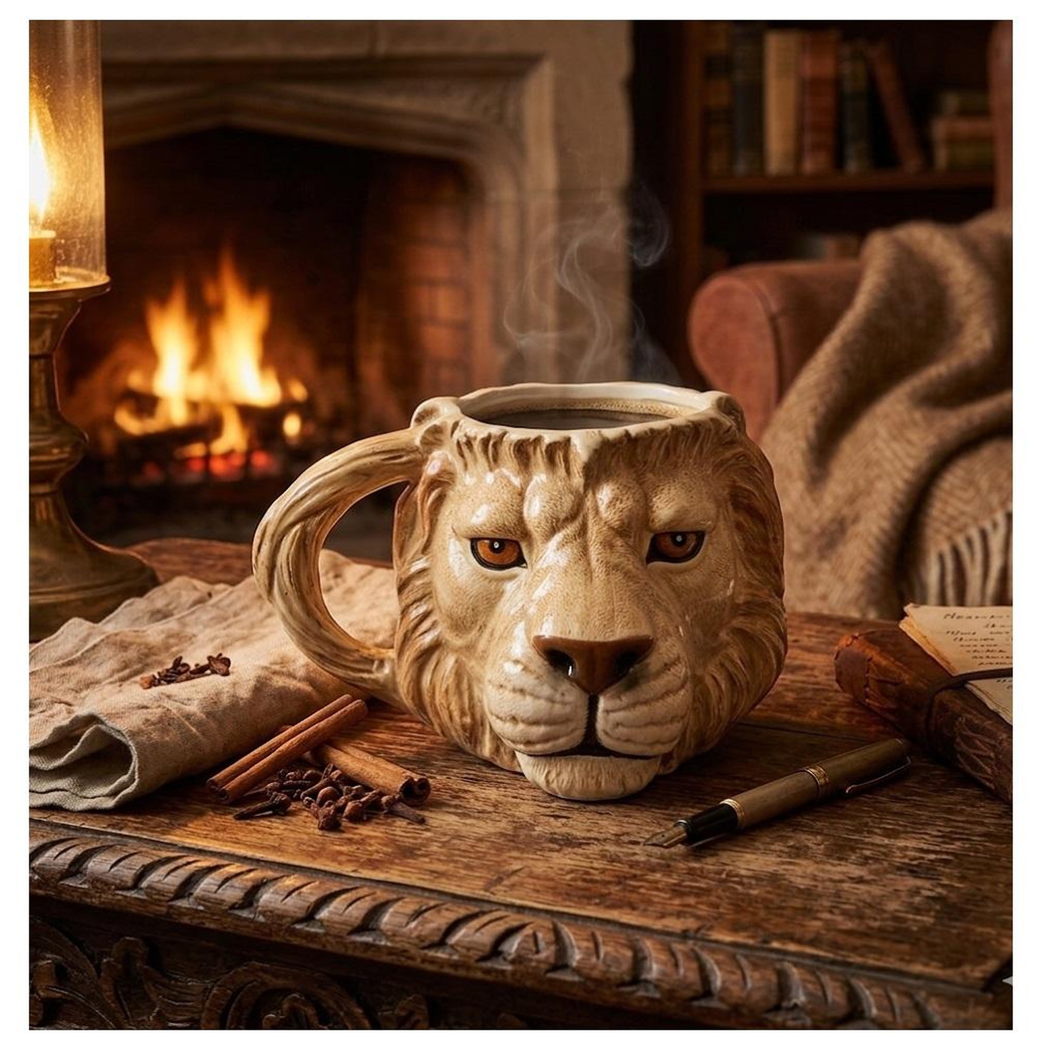 Voir la diapositive 3 : Eden Mug en forme de tête de lion design et moderne