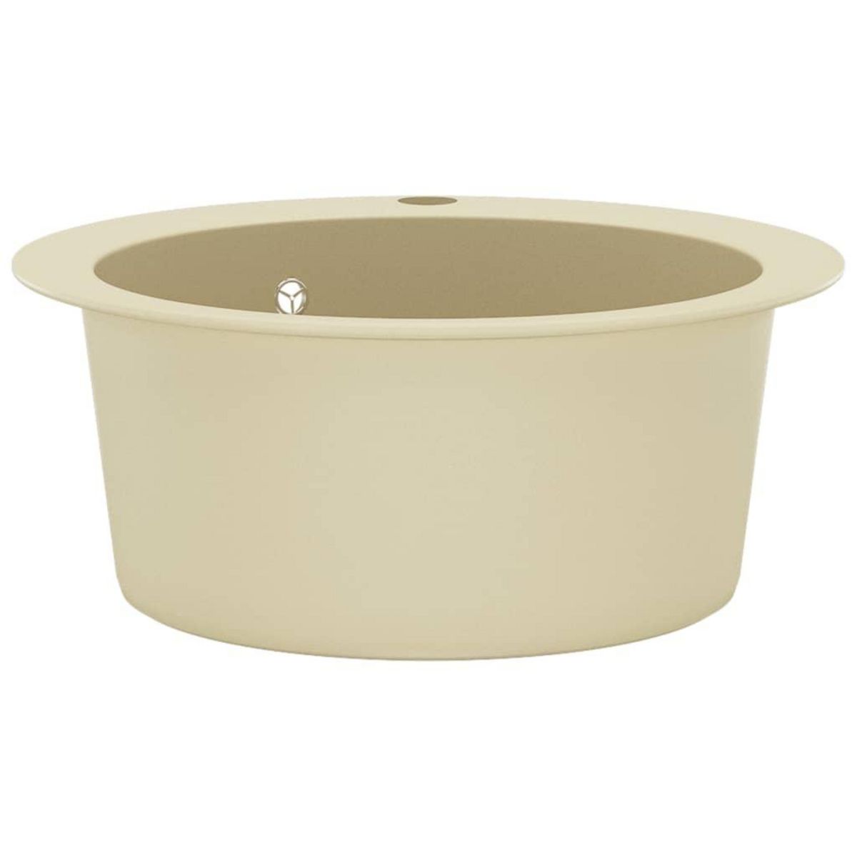 VIDAXL Evier de cuisine Granit Seul lavabo Rond Beige