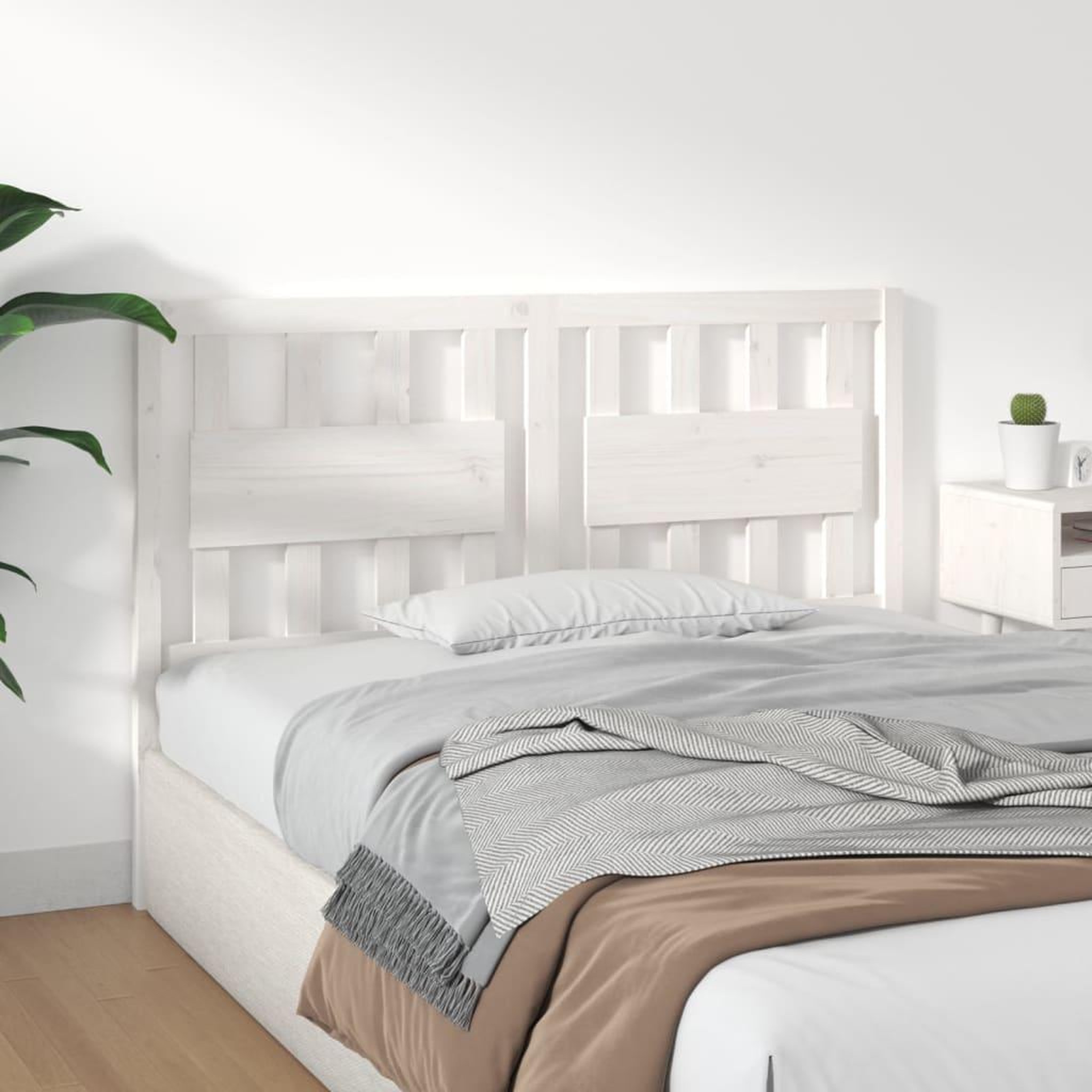 Voir la diapositive 4 : VIDAXL Tete de lit Blanc 145,5x4x100 cm Bois massif de pin