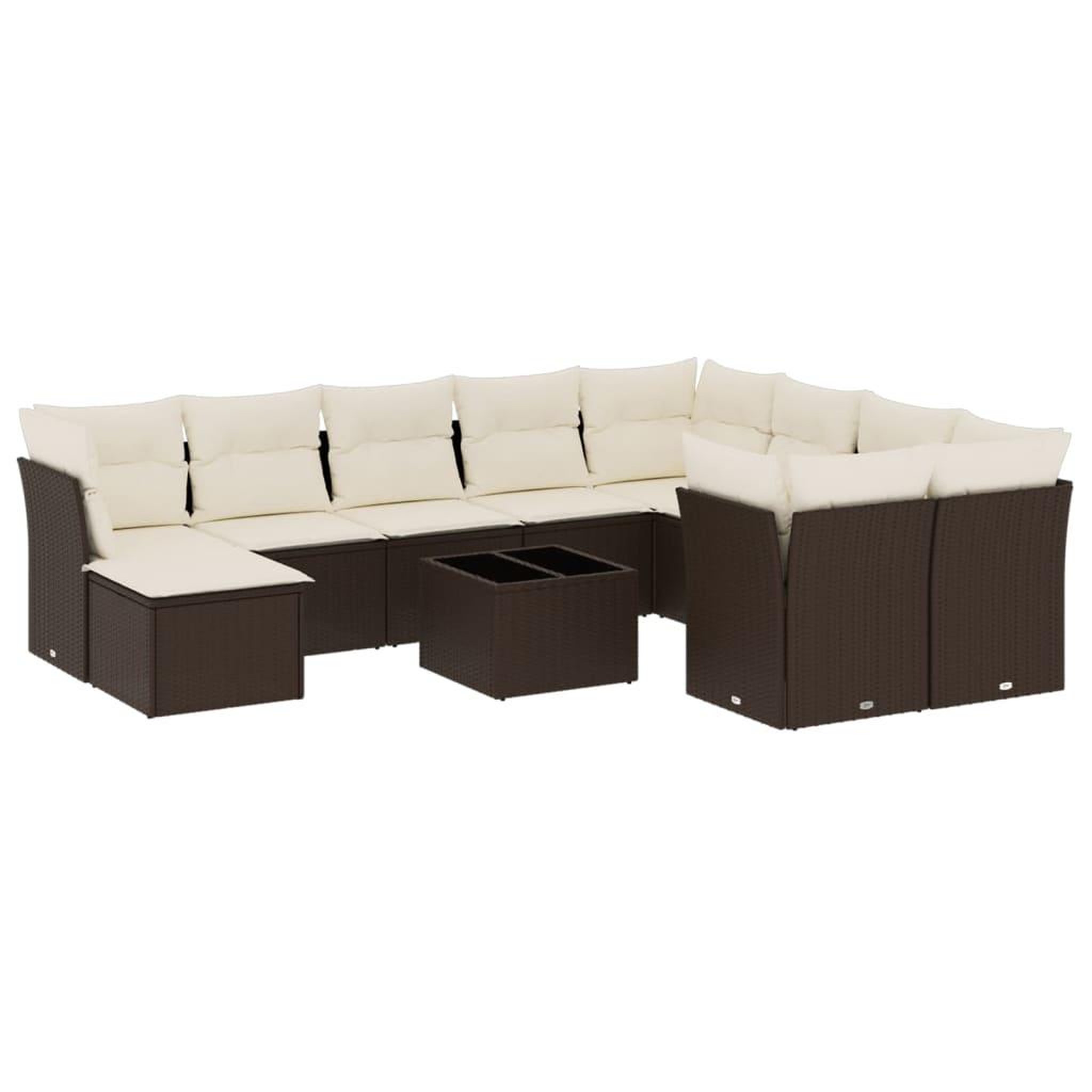 Voir la diapositive 2 : VIDAXL Salon de jardin et coussins 11 pcs marron resine tressee
