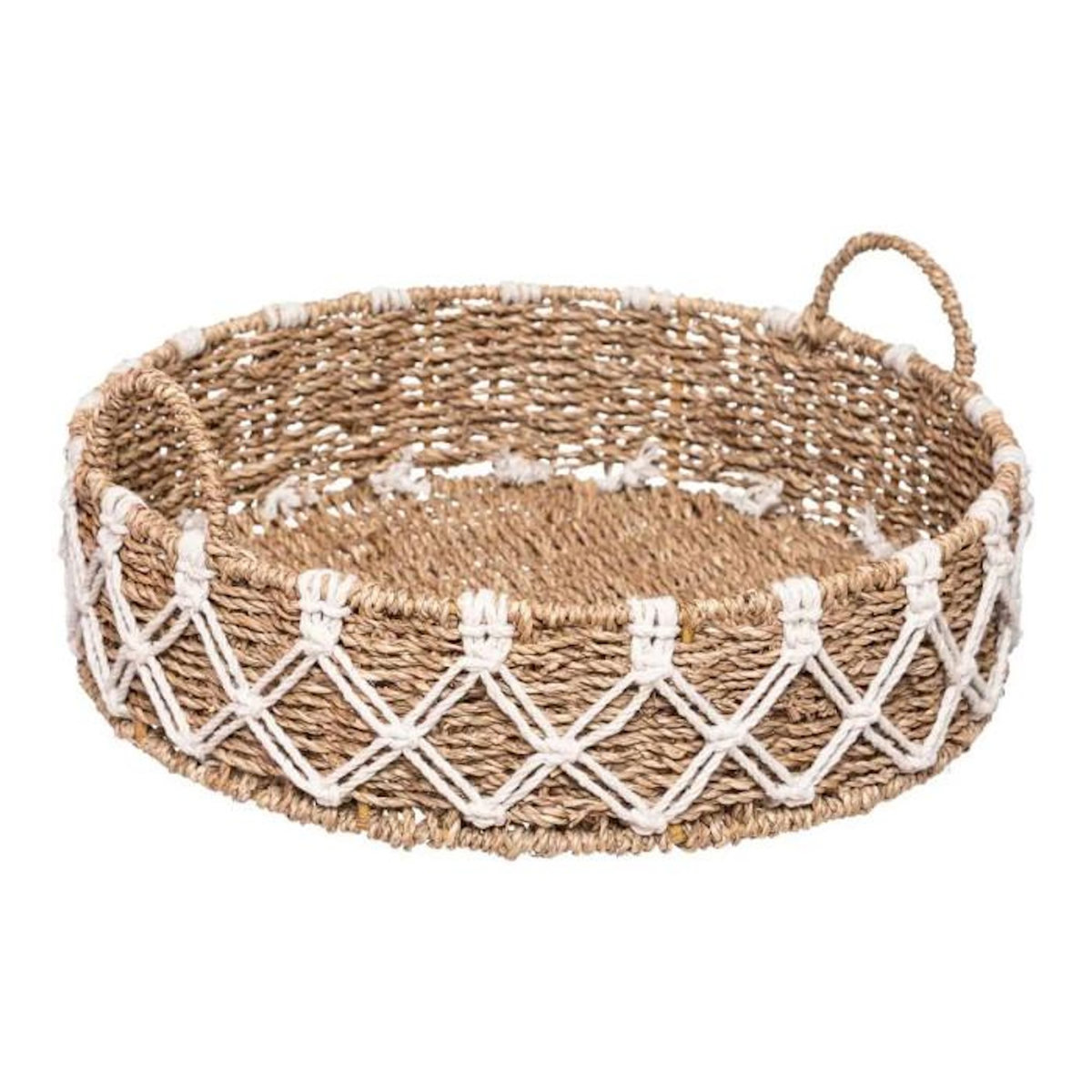 ATMOSPHERA Plateau Macramé Déco  Palm  38cm Beige